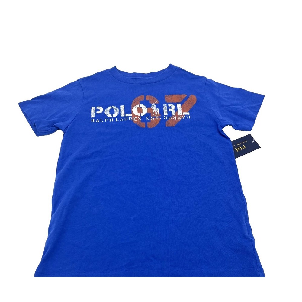 Polo Ralph Lauren Boys "Polo RL 67" Screen-Printed Graphic Cotton T-Shirt Size 5